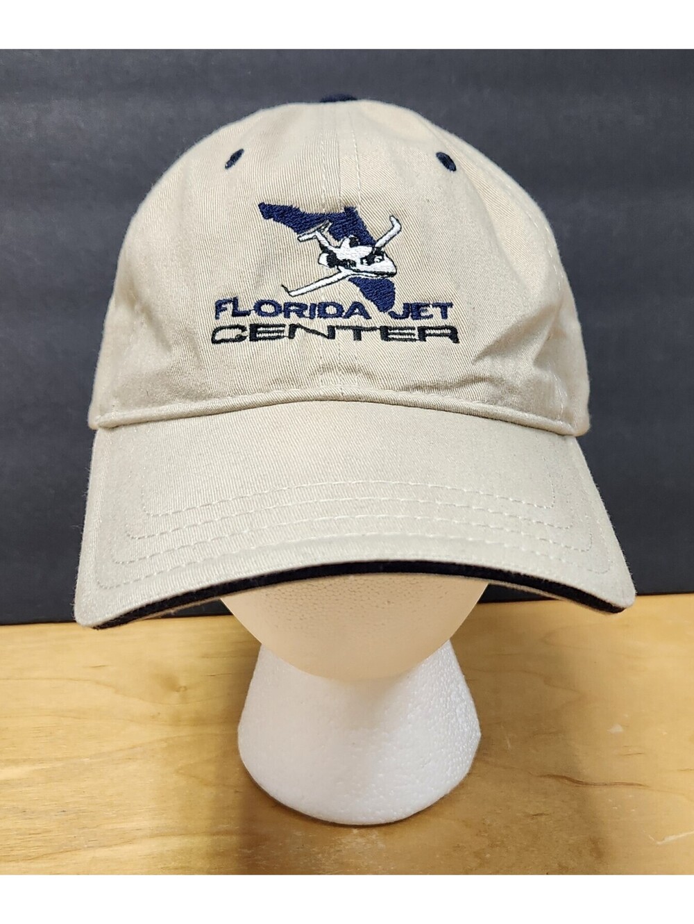 Vintage Florida Jet Center Aviation Baseball Cap Tan Otto Cotton Strapback